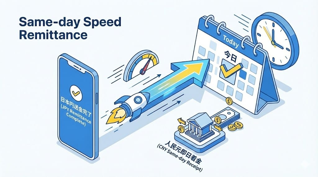 日本円入金から中国への即日送金スピード