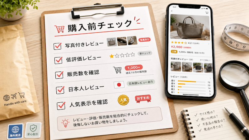 Temu購入前に確認すべきレビューと販売数のチェックリスト
