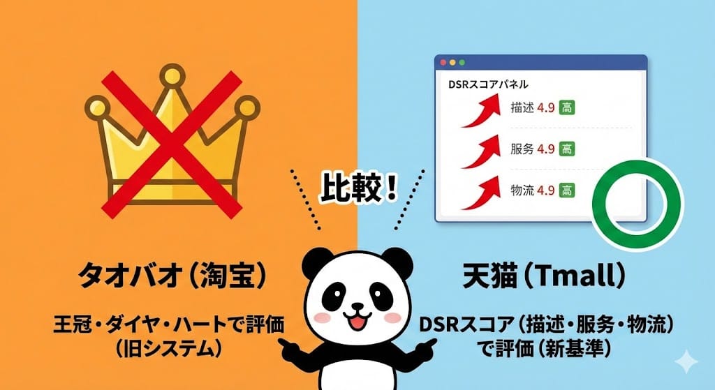 タオバオと天猫の評価マークの違い