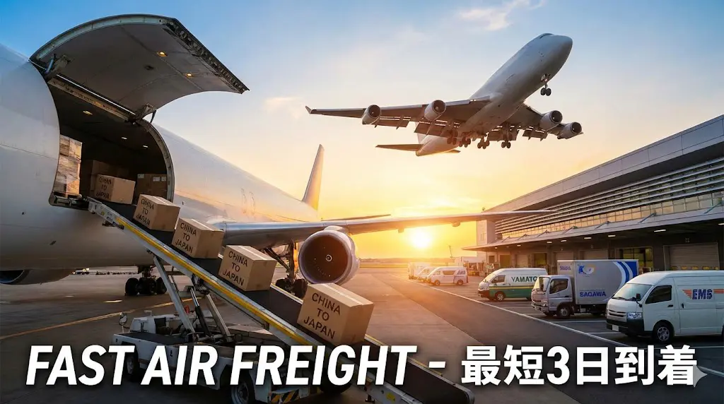最短3日で届く航空便輸送