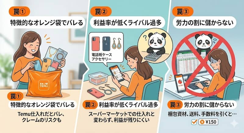 Temu仕入れのメルカリ転売で利益が出ない罠とオレンジ袋の注意点