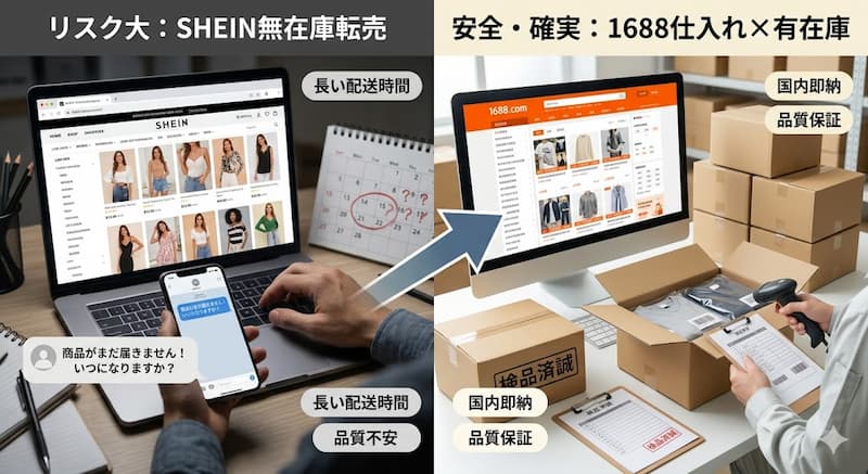 SHEINで安全に有在庫仕入れをする方法