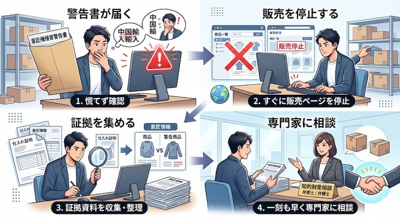 意匠権侵害の警告書が届いた時の弁護士への相談と対処法