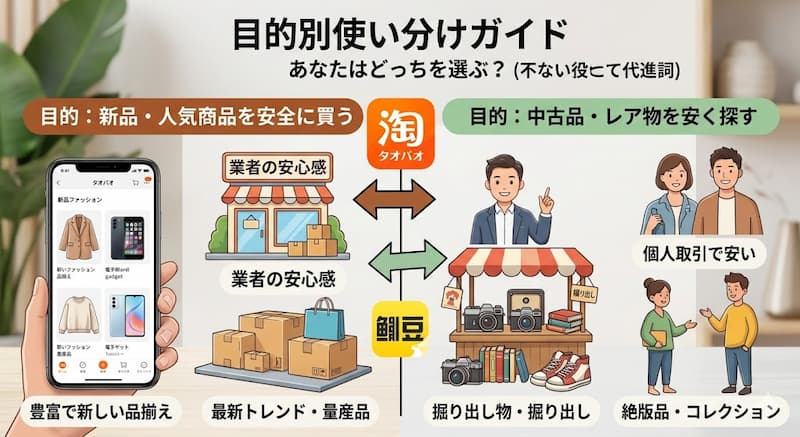 タオバオと閑魚の目的別使い分け