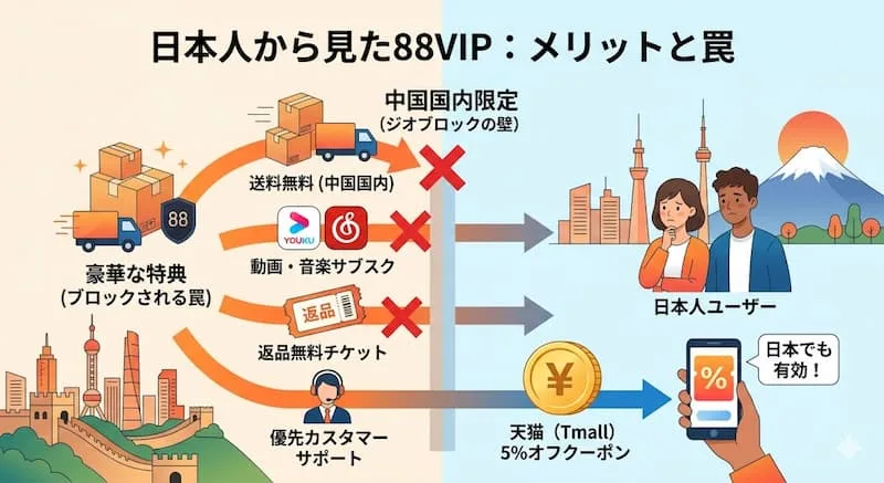 日本人から見たタオバオ88VIPのメリットと中国国内限定特典の罠