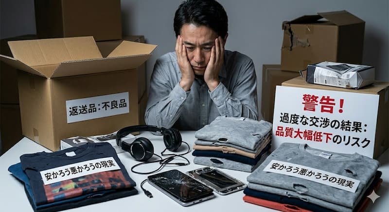 過度な値下げ交渉による不良品トラブルのリスク