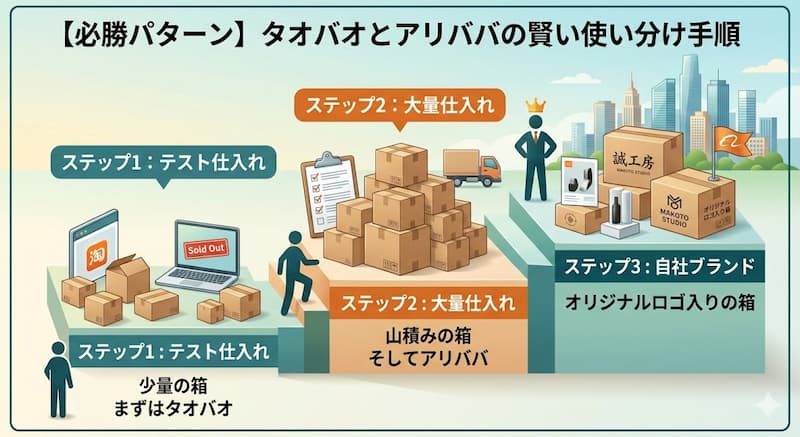タオバオとアリババを使った中国輸入のステップアップ手順