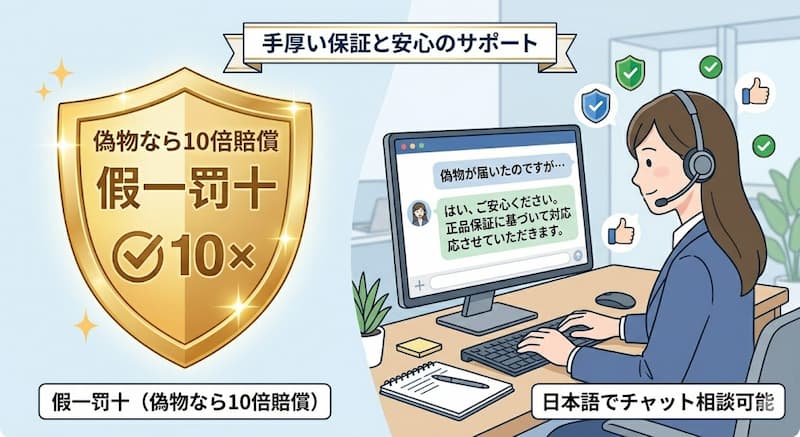 偽物が届いた時の返品手順と10倍賠償保証