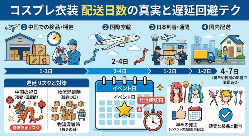 コスプレ衣装の配送日数と遅延回避テクニック