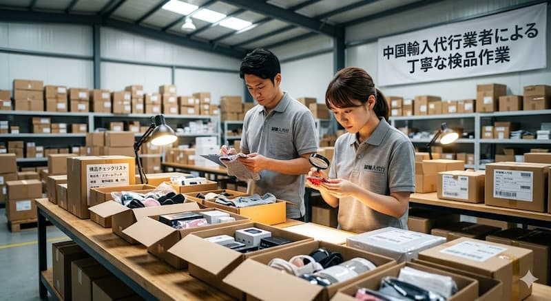 中国輸入代行業者による丁寧な検品作業