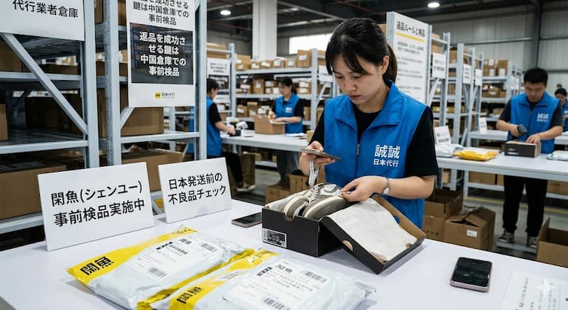 日本から代行業者を利用した場合の閑魚の返品ルールと事前検品