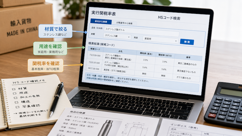 HSコードと関税率をパソコンで調べる方法