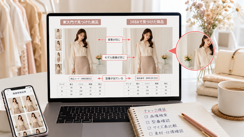 東大門商品と1688商品の重複チェック