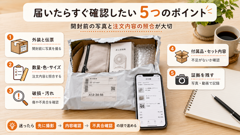 Temuの商品到着後の確認項目