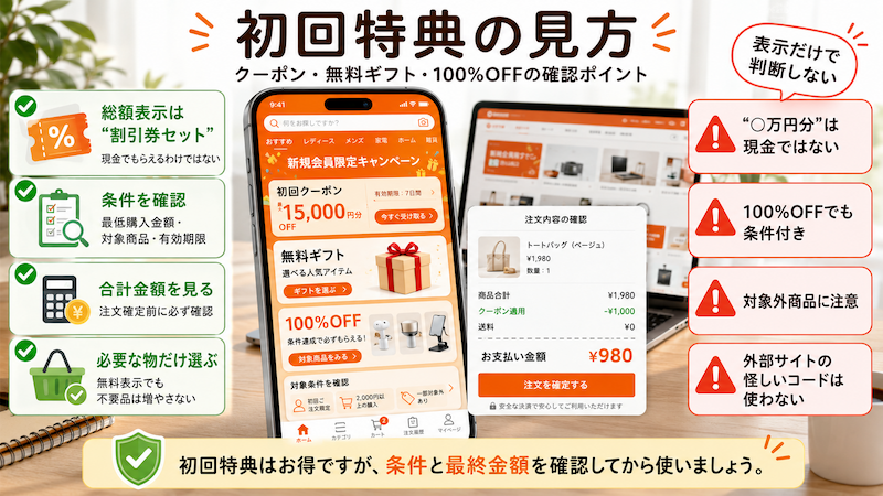 Temu初回クーポンと無料ギフトの確認