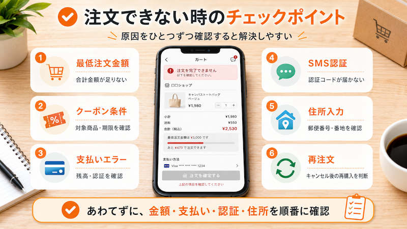 Temuで注文できない時の確認項目