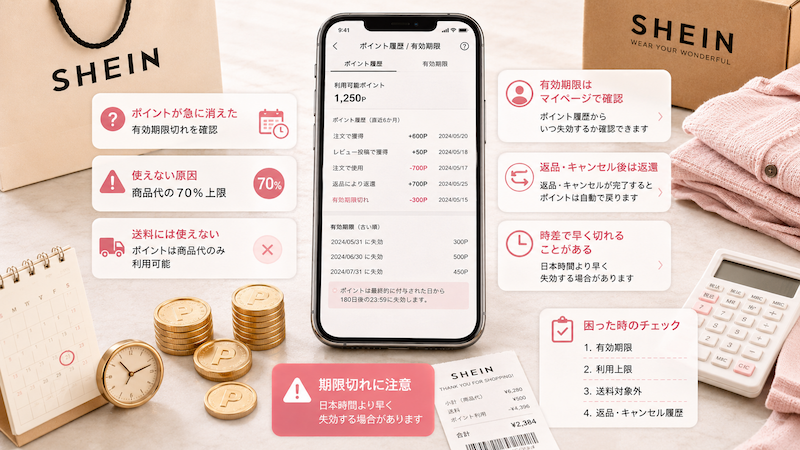 SHEINポイントが使えない時の対処法