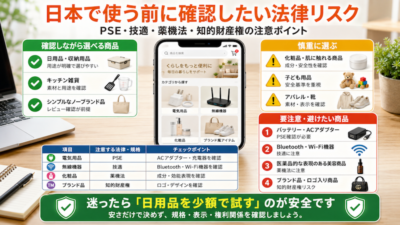 Temu商品の輸入規制と法律リスク